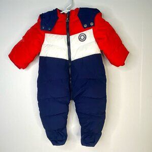Momo Bear Puffer Snowsuit Bunting Unisex Onesie Fleece Boy Girl: Size 9-12M